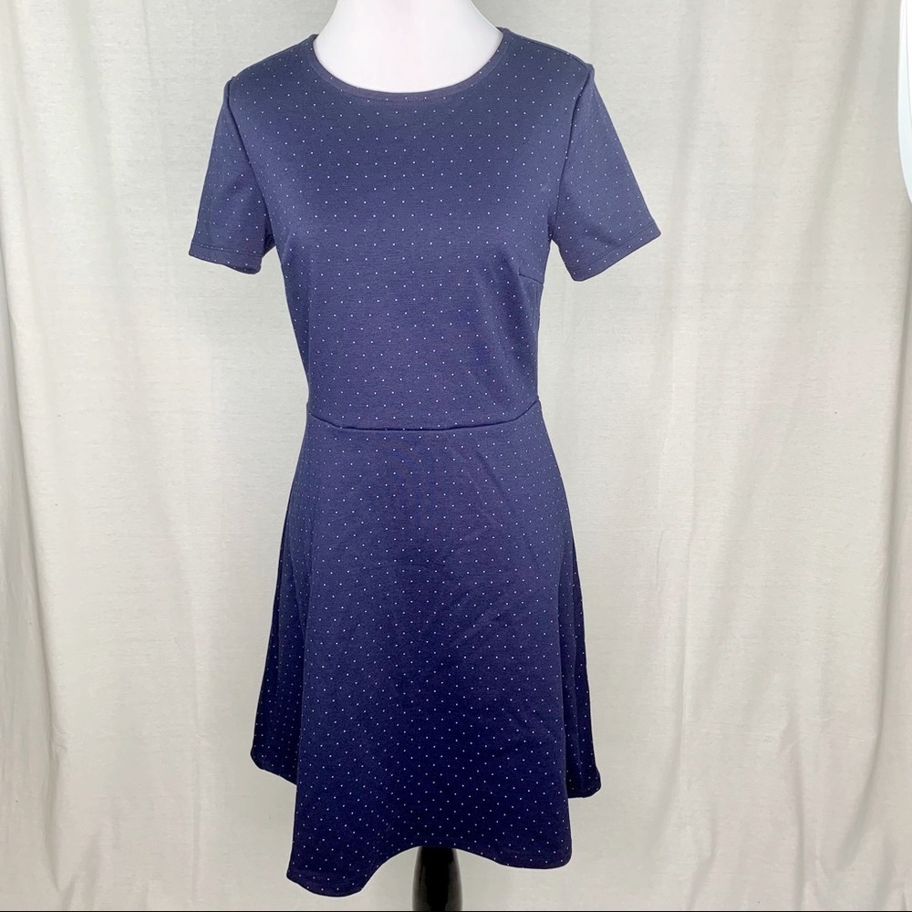 Gap navy polka dot short sleeve crewneck dress NWT